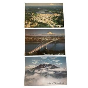 Washington State Vintage Topographical Postcards circa 1992